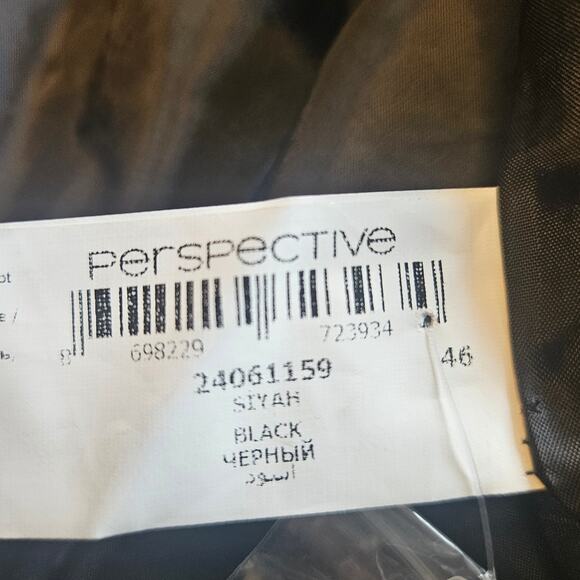 Perspective Black Faux Leather Button Front Collared Jacket Blazer sz 46 NWT - Picture 4 of 9